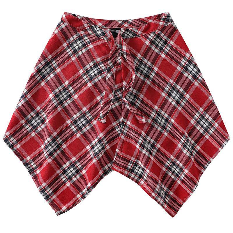 高街腰部一片式系帶朋克嘻哈風下擺屁帘襯衫格子腰封搭配舞蹈裙擺