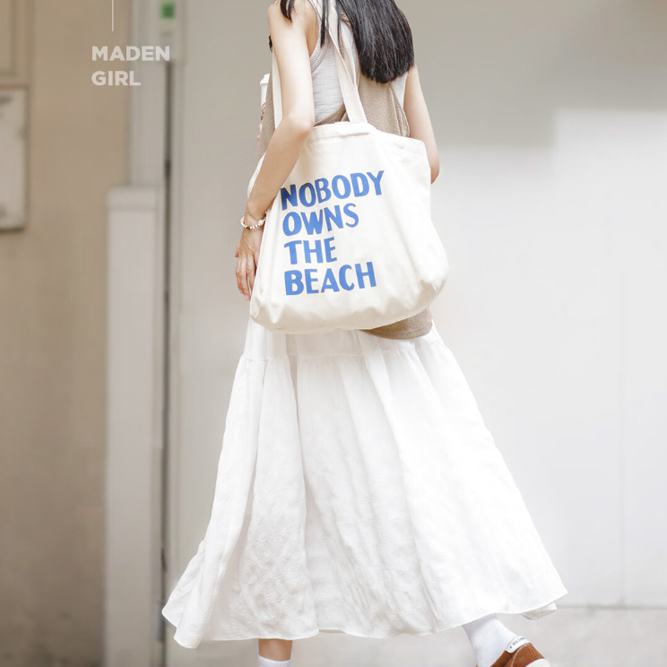 馬登女裝 法式初戀半身裙高腰A字溫柔白色長裙設計感小眾裙