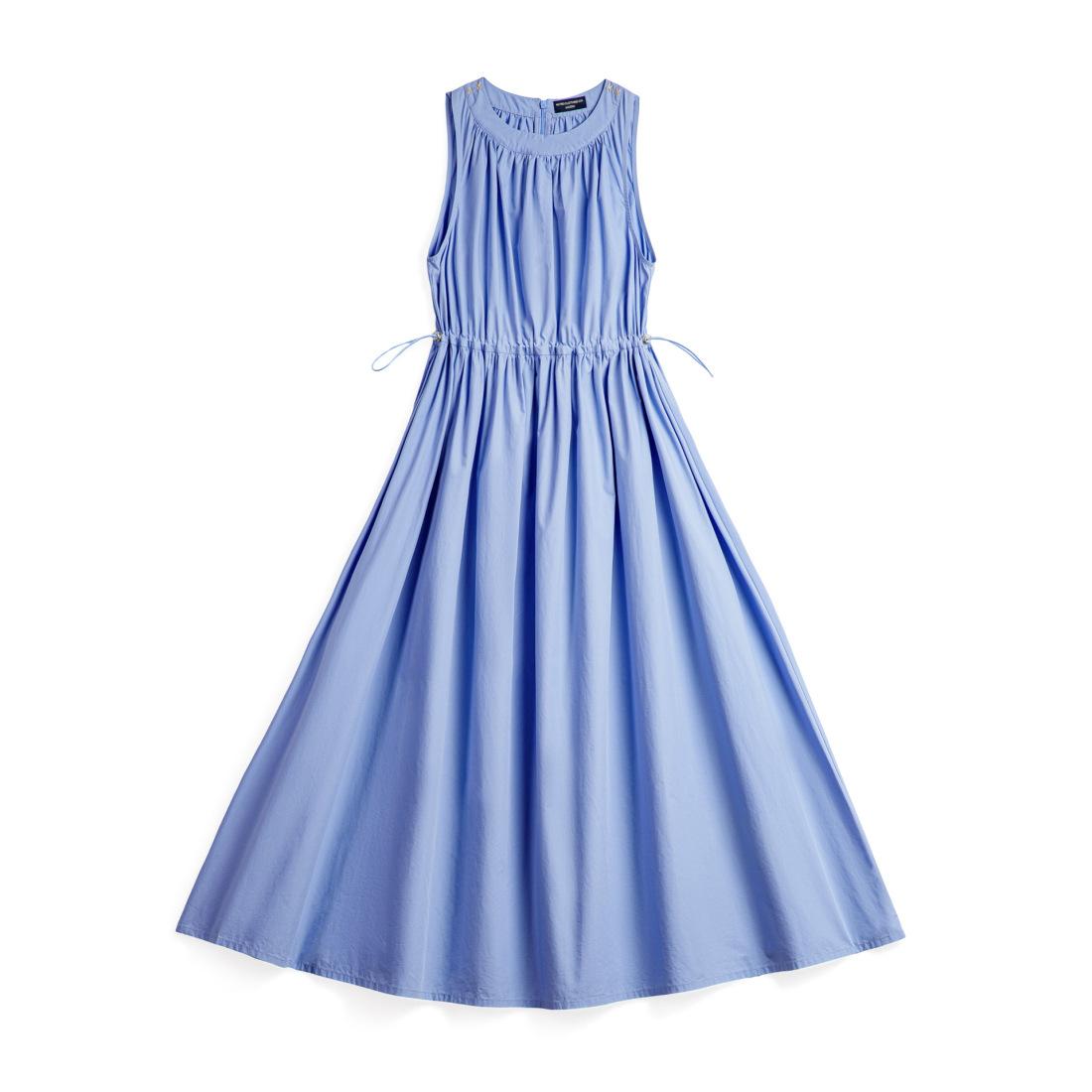 馬登女裝 淺春系Baby藍無袖連衣裙休閒沙灘度假長裙春夏法式抽褶裙