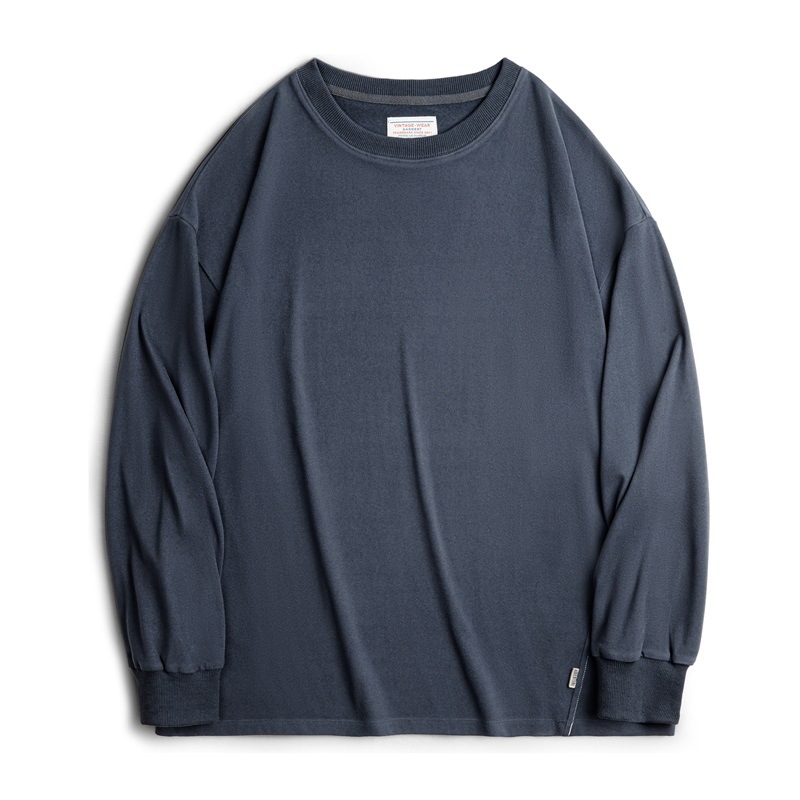 馬登工裝 美式雙面磨毛仿德絨長袖T恤基礎款寬鬆圓領保暖上衣男秋