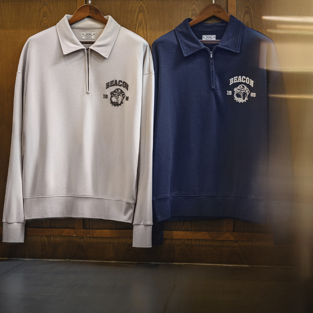 馬登工裝 美式復古立體刺繡半開襟衛衣休閒翻領套頭Polo衫上衣男春秋