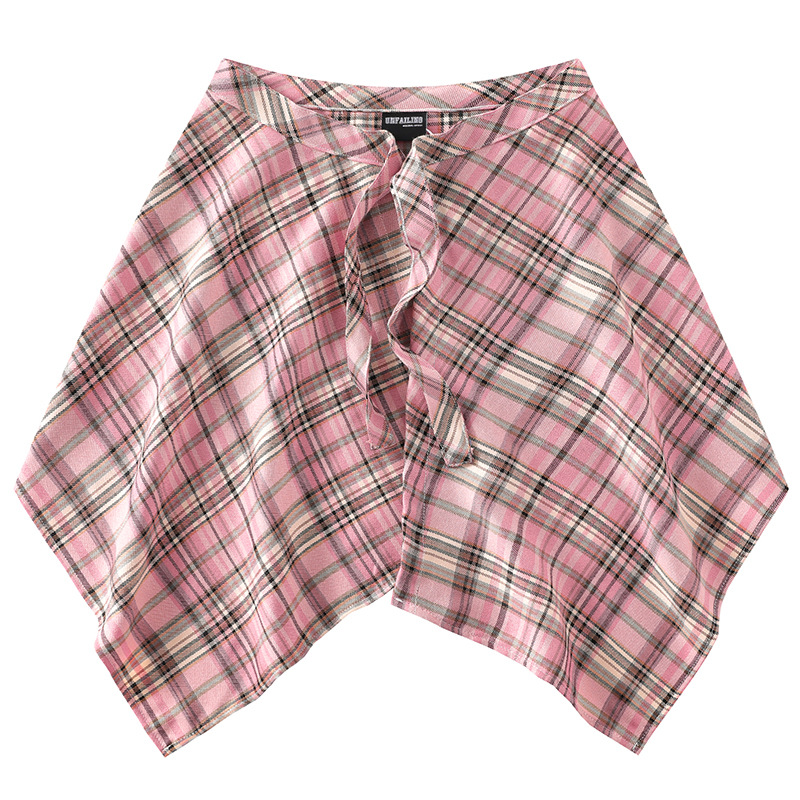 高街腰部一片式系帶朋克嘻哈風下擺屁帘襯衫格子腰封搭配舞蹈裙擺