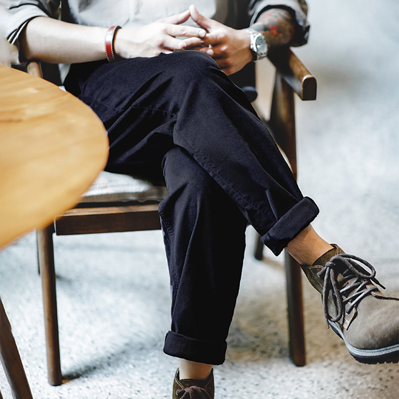 馬登工裝 美式燈芯絨廓爾格休閒長褲那不勒斯褲雙褶直筒長褲