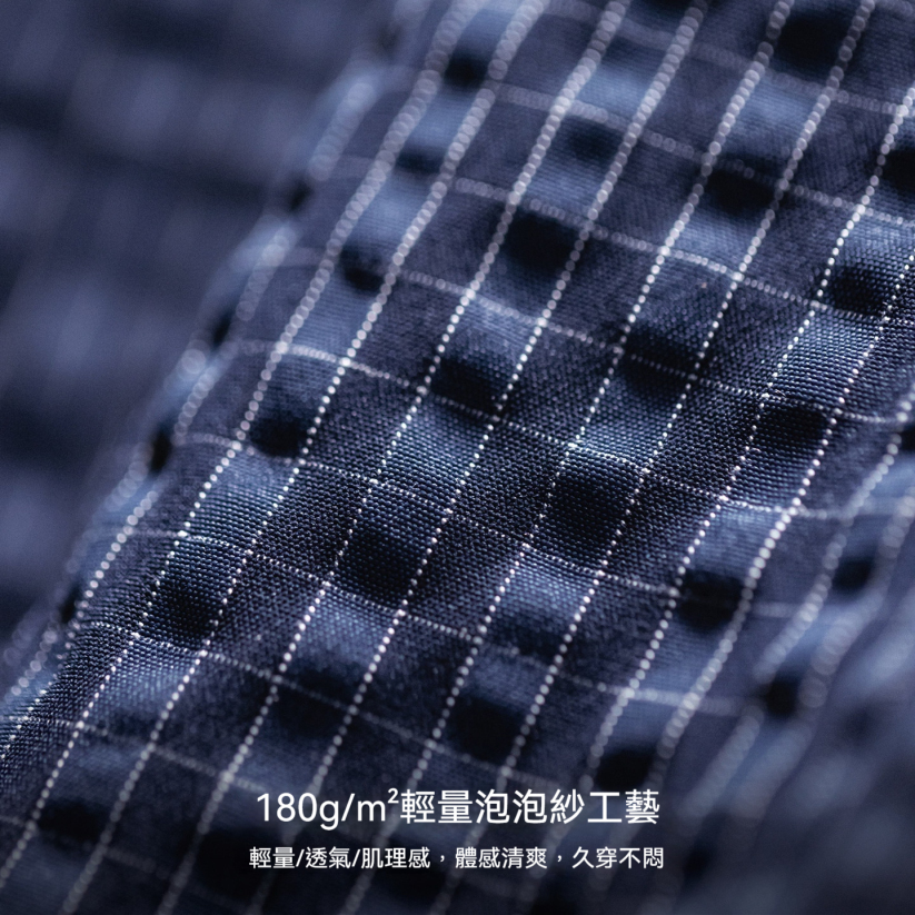 馬登工裝 美式半拉鍊連帽衛衣肌理感泡泡紗藍色戶外薄款外套男春季