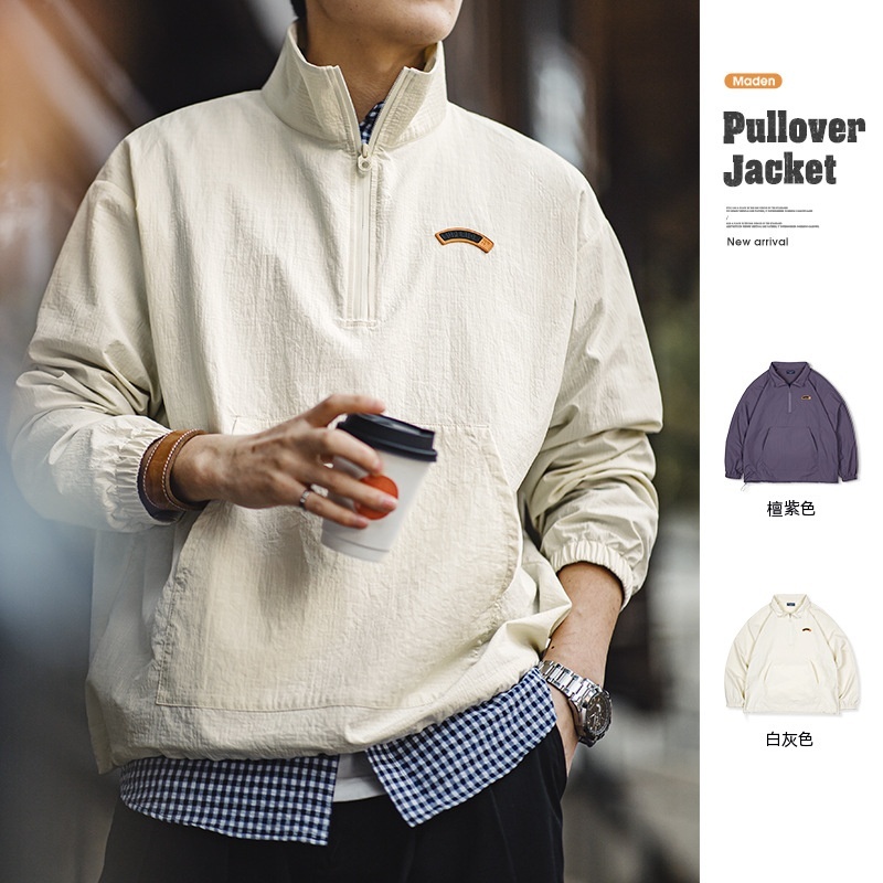 馬登工裝 美式復古半拉鍊立領夾克衛衣Cityboy運動套頭外套