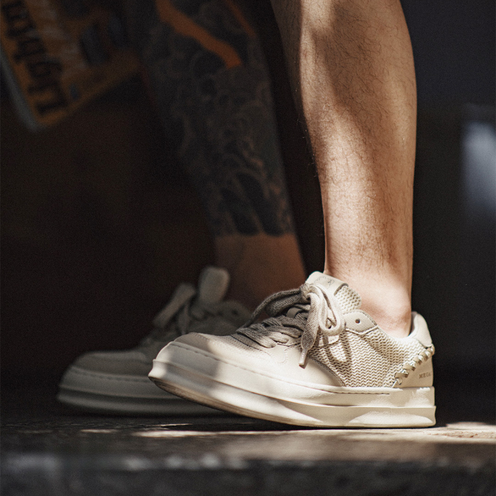 馬登男鞋 夏季男士厚底小白鞋低幫薄款網面透氣輕便百搭休閒板鞋