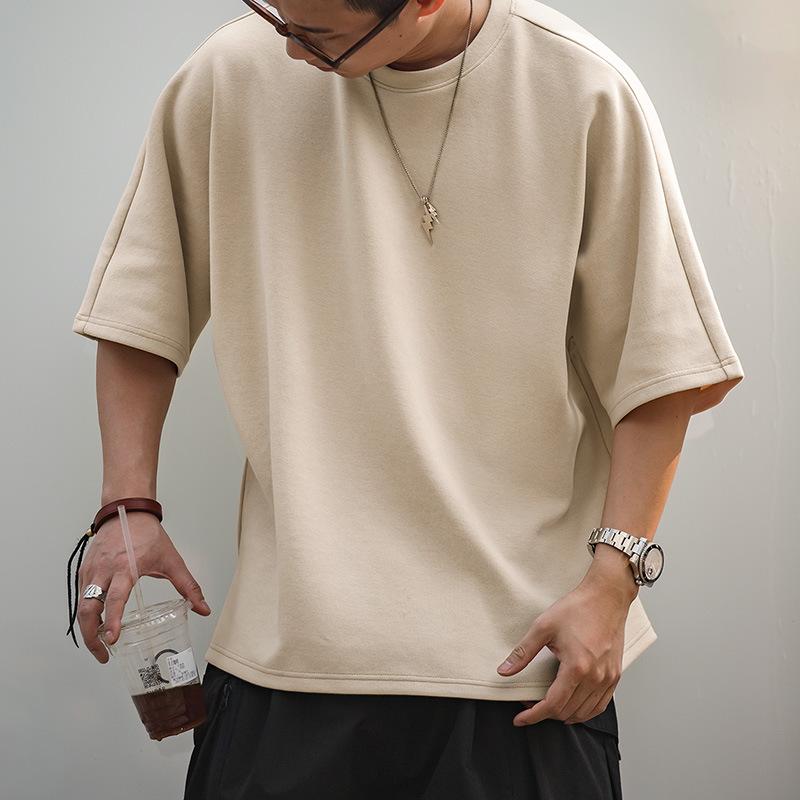 馬登工裝 美式復古珠地空氣棉T卹春夏寬鬆輪廓免燙短袖Tee男潮