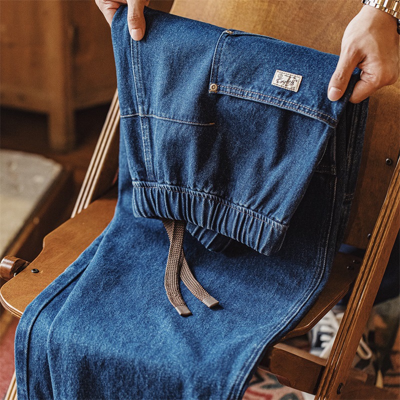 馬登工裝 美式復古重磅水洗伐木牛仔褲廓形寬鬆闊腿休閒直筒褲男秋