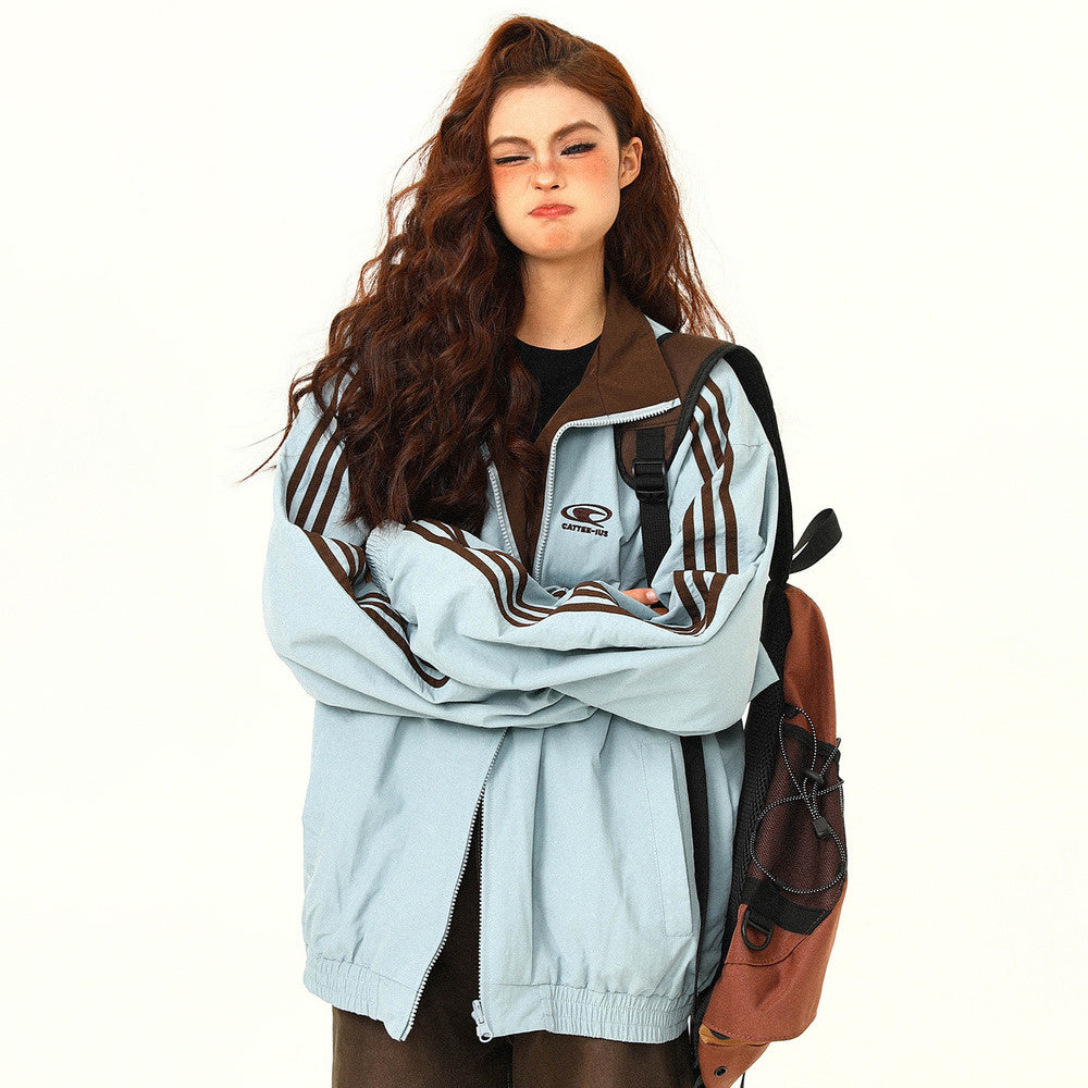 秋冬美式復古雙面穿夾克外套女美拉德潮牌氛圍感上衣外套