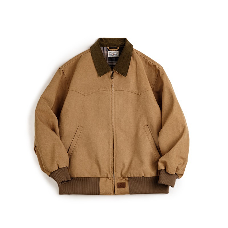 馬登工裝 美式復古重磅聖達菲帆布夾克水洗純棉翻領外套男秋季
