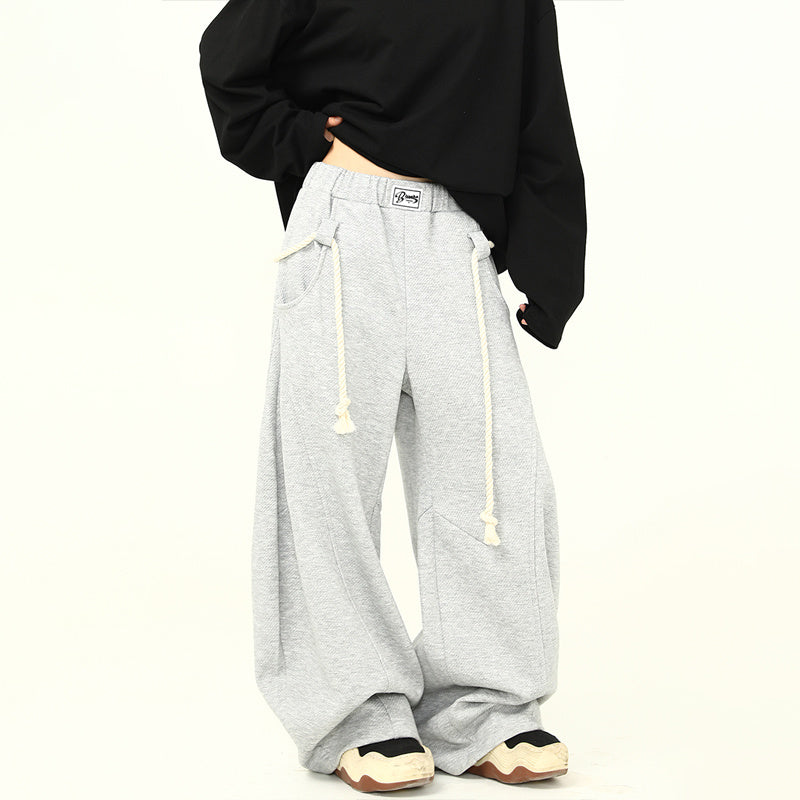 美式街頭解構設計感運動休閒褲潮牌情侶闊腿彎刀衛褲