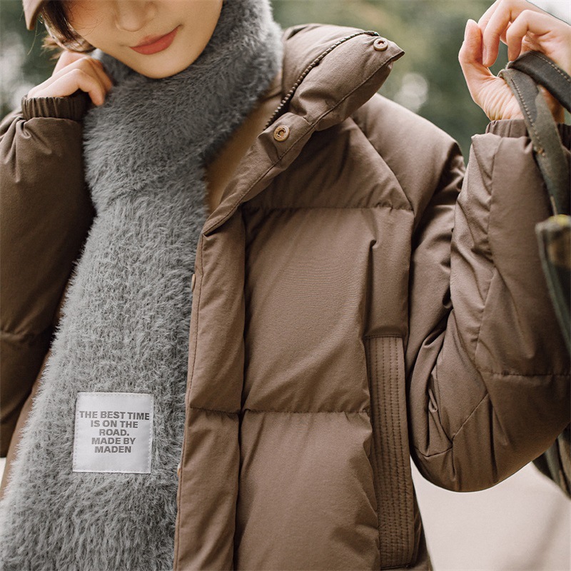 馬登女裝 羊毛混紡雪貂灰圍巾軟糯保暖護頸防寒毛茸圍脖冬季