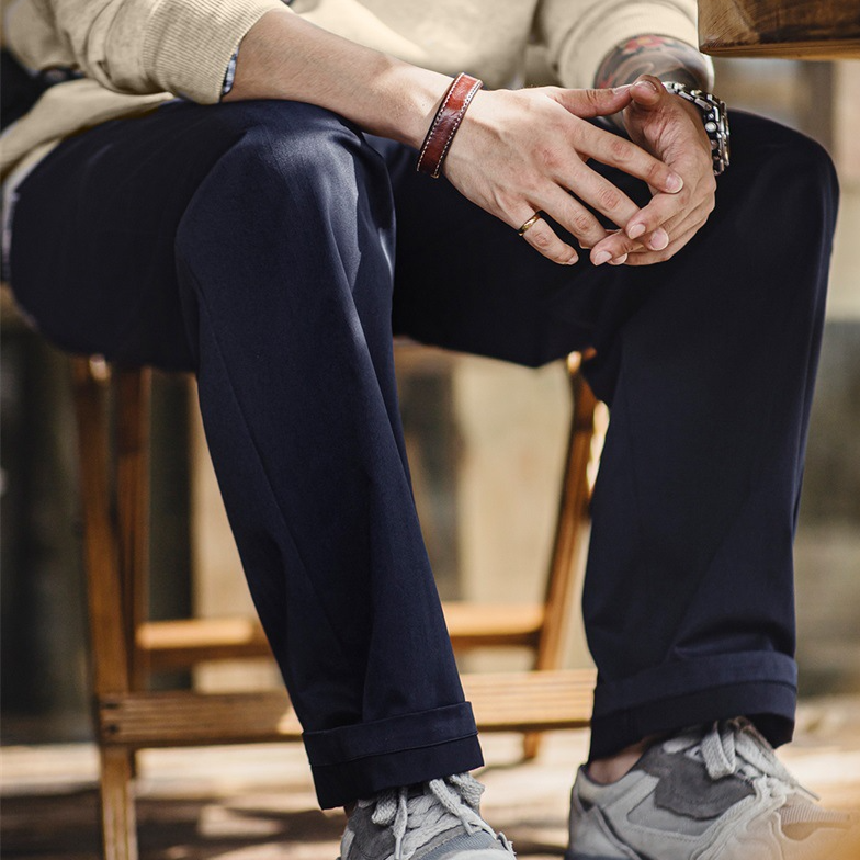 馬登工裝 美式人字紋Easypants休閒褲Cleanfit直筒錐形長褲子男秋