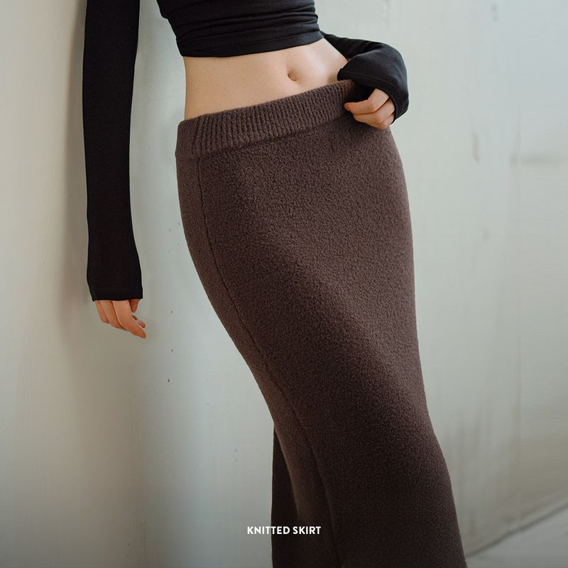 馬登女裝 美式針織半身裙設計感修身開叉包臀裙一步長裙秋冬