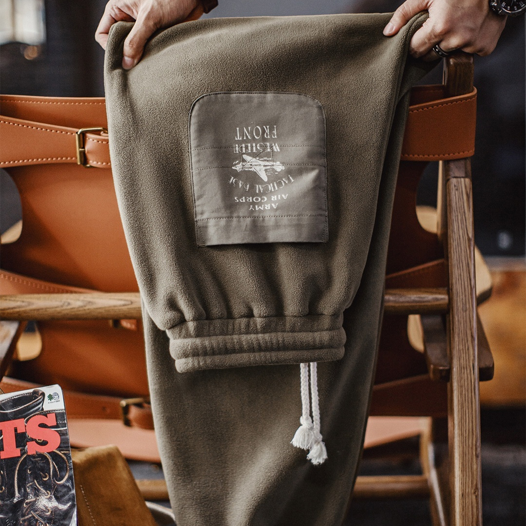 馬登工裝 美式復古搖粒絨衛褲加絨保暖美拉德束脚休閒褲秋冬