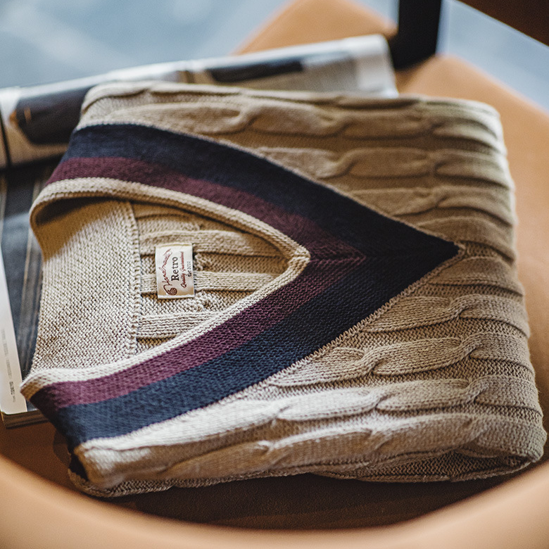 馬登工裝 美式復古IVY針織V領毛衣背心學院風撞色絞花無袖馬甲男秋