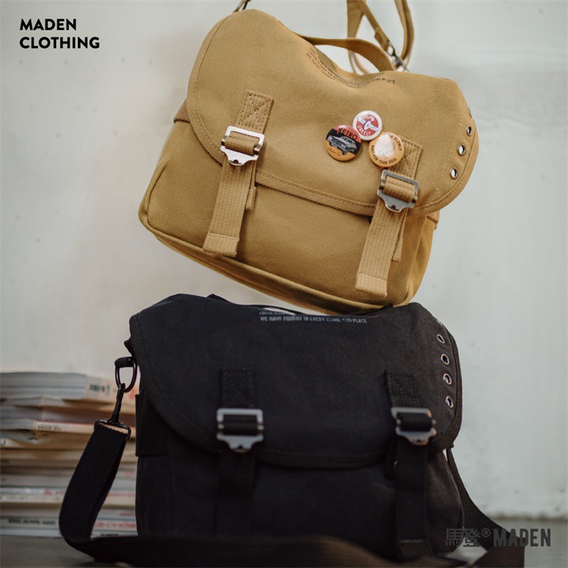 馬登女裝 美式復古M1961字母印花帆布斜挎包手提時尚大容量托特包