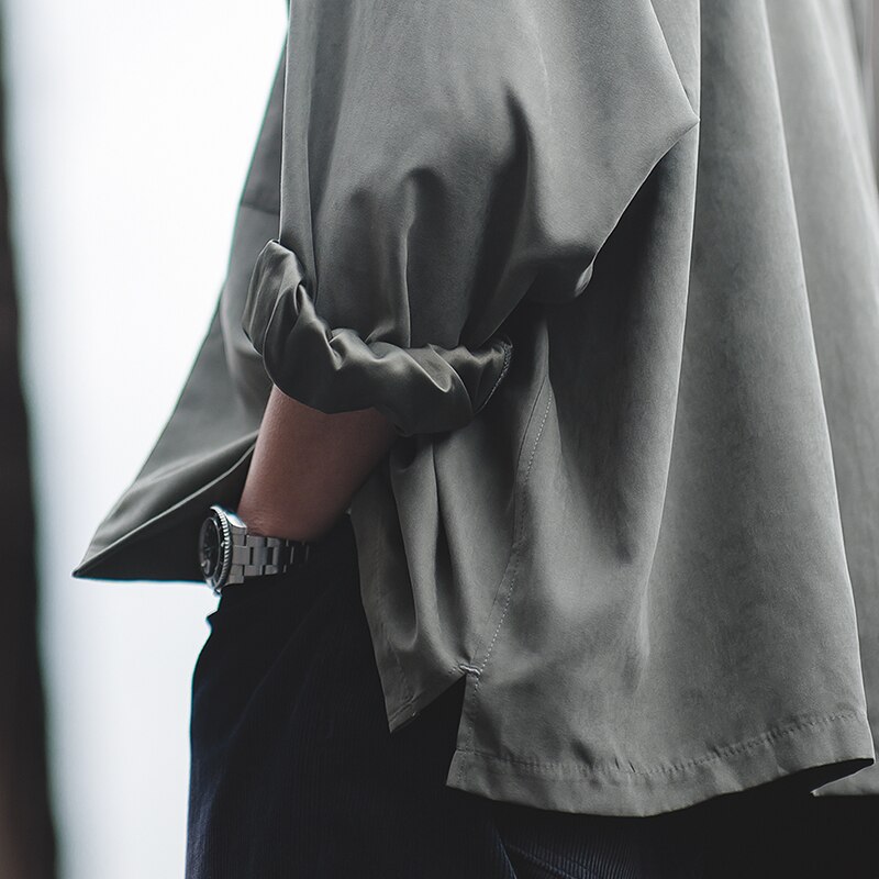 馬登工裝 法式復古長袖古巴領襯衫那不勒斯休閒桃皮絨襯衫