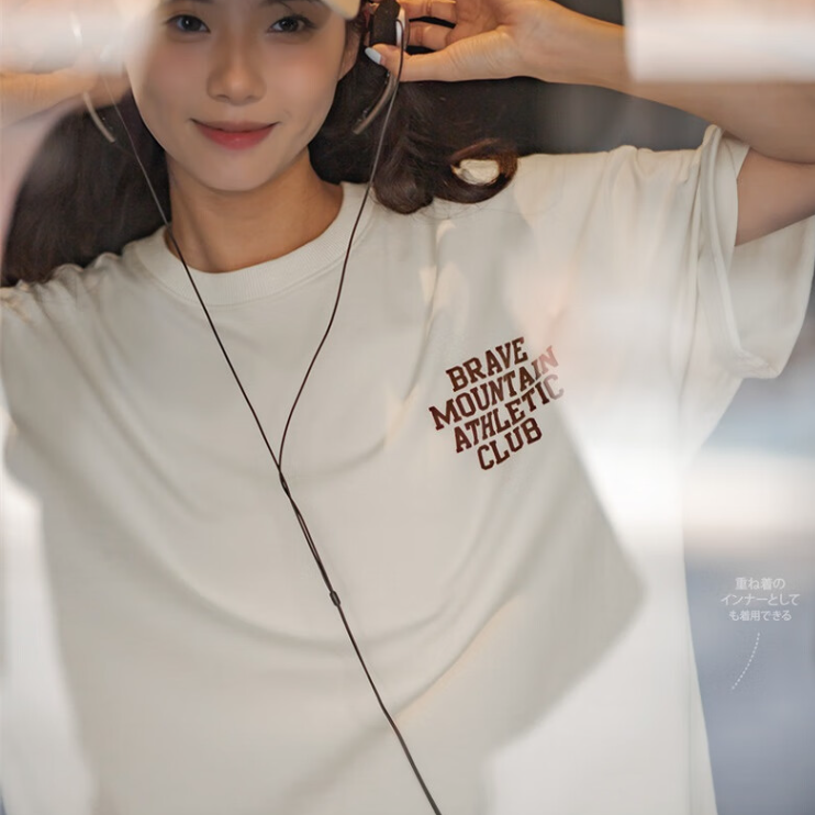 馬登女裝 美式休閒馬卡龍色短袖T恤寬鬆純棉字母印花情侶套頭衫