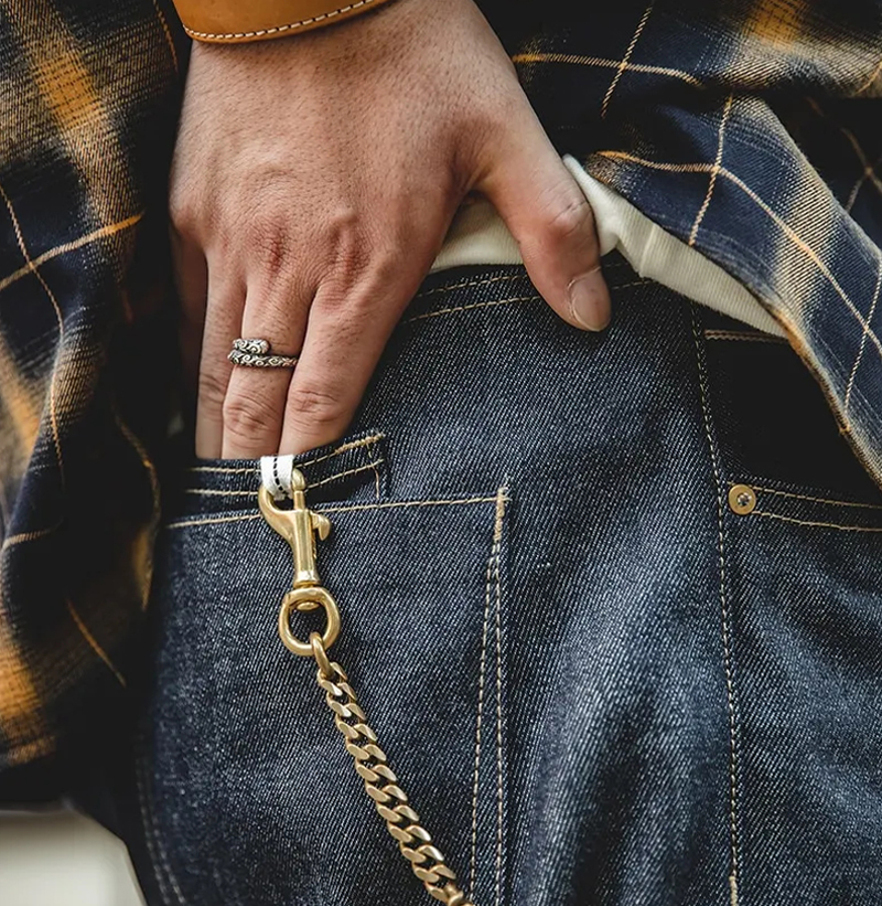 馬登工裝 復古丹寧赤耳原牛直筒工裝牛仔褲包邊原色牛仔長褲