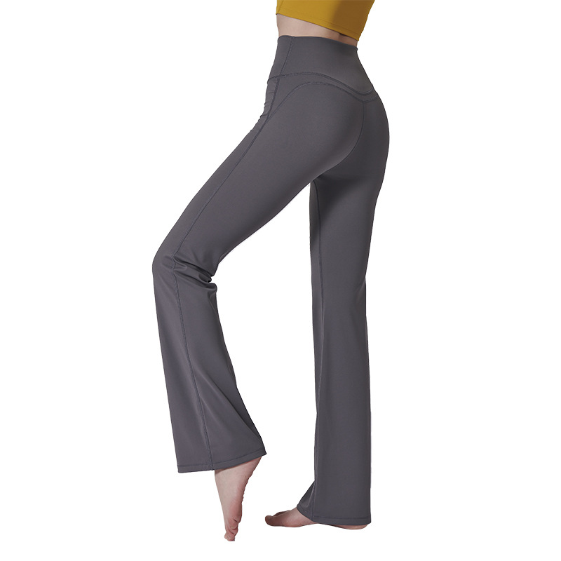 顯瘦磨毛修身闊腿健身褲高彈收腹提臀高腰瑜珈喇叭褲