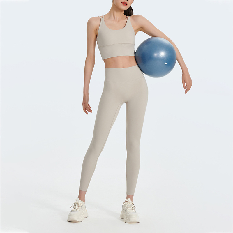 雲感磨毛瑜珈背心運動褲套裝彈性親膚塑型可拆胸墊高級感瑜珈套裝