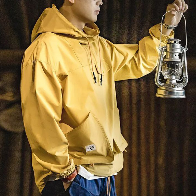 馬登工裝 山系戶外多口袋連帽衝鋒衣防風套頭機能外套