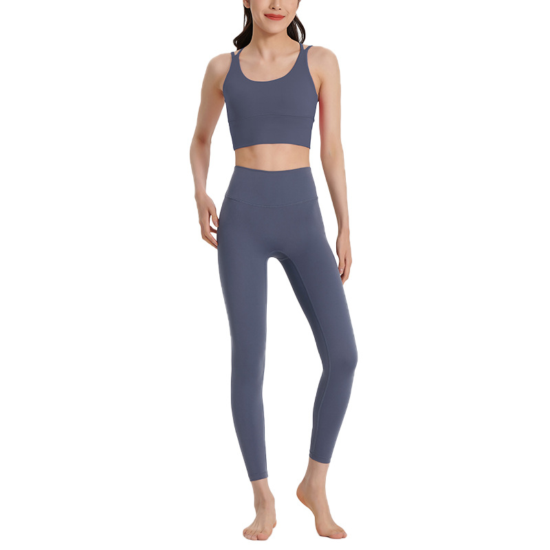 雲感磨毛瑜珈背心運動褲套裝彈性親膚塑型可拆胸墊高級感瑜珈套裝