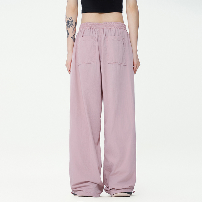 美式輕薄式傘兵褲夏季寬褲透氣抽繩束腳直筒休閒褲