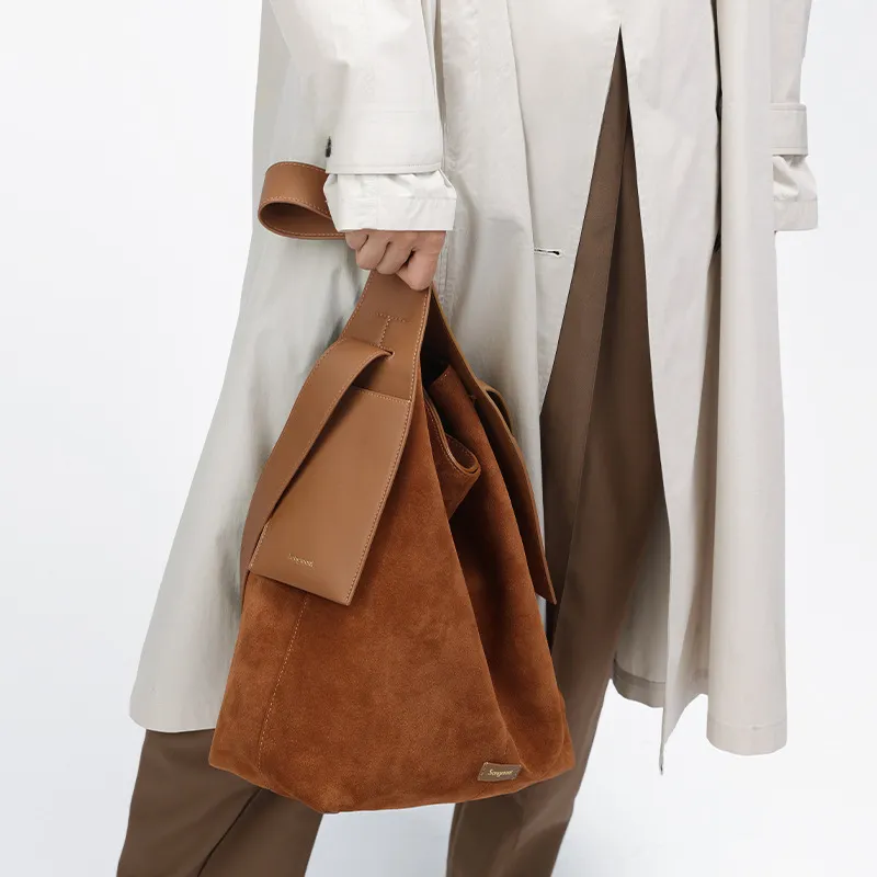 大號麂皮掛耳托特包設計師款慵懶通勤單肩斜挎包