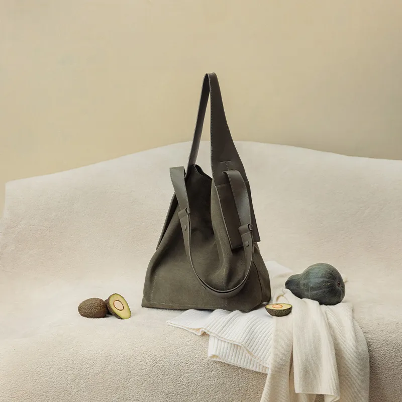 大號麂皮掛耳托特包設計師款慵懶通勤單肩斜挎包