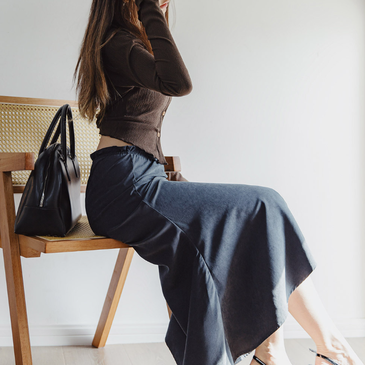 馬登女裝 桃皮絨高腰包臀魚尾裙復古顯瘦A字裙百搭半身長裙