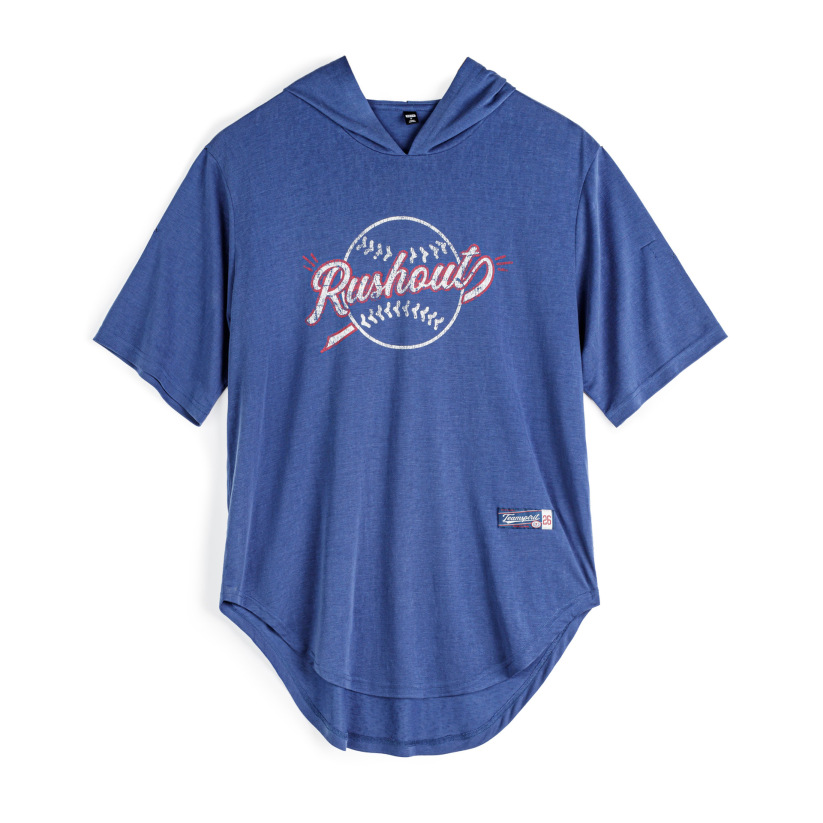 馬登女裝 復古寬鬆印花萊賽爾天絲弧形下擺連帽短袖T恤半袖上衣夏