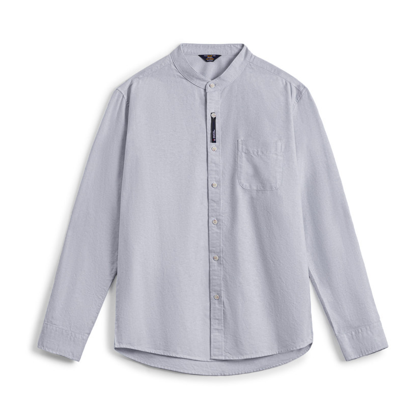 馬登工裝 美式牛津布長袖襯衫小高領立領牛津紡純棉襯衣外套男春