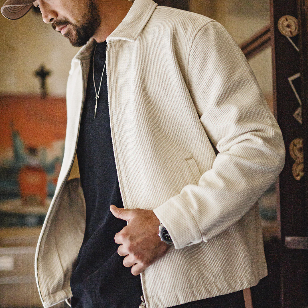 馬登工裝 美式白色IKE教練夾克翻領重磅純棉正肩帆布外套春秋