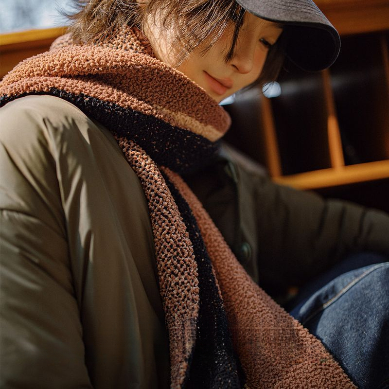 馬登女裝 雅丹風針織毛線圍巾加厚保暖防寒護頸百搭圍脖冬