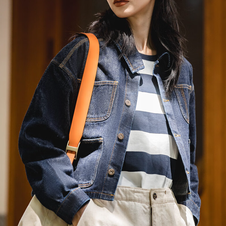 馬登女裝 復古水洗丹寧牛仔外套多口袋設計感小眾寬鬆休閒上衣