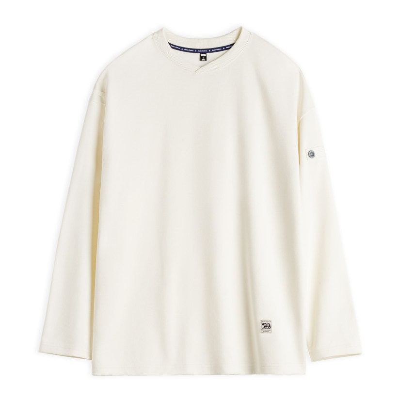 馬登工裝 美式復古長袖T恤棉V領套頭寬鬆垂感外穿衛衣男款春