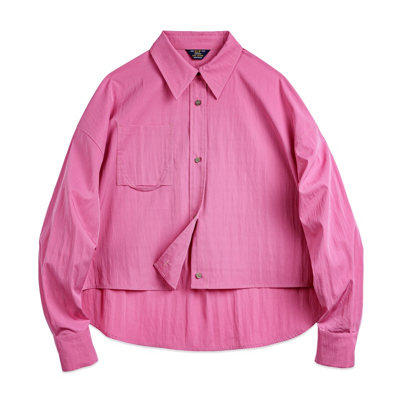 馬登女裝 設計感多巴胺長袖襯衫前短後長小眾襯衣寬鬆慵懶風春秋女