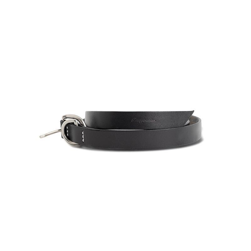 馬登女裝 復古植鞣頭層真牛皮小皮帶簡約百搭雙環金屬針扣裝飾腰帶