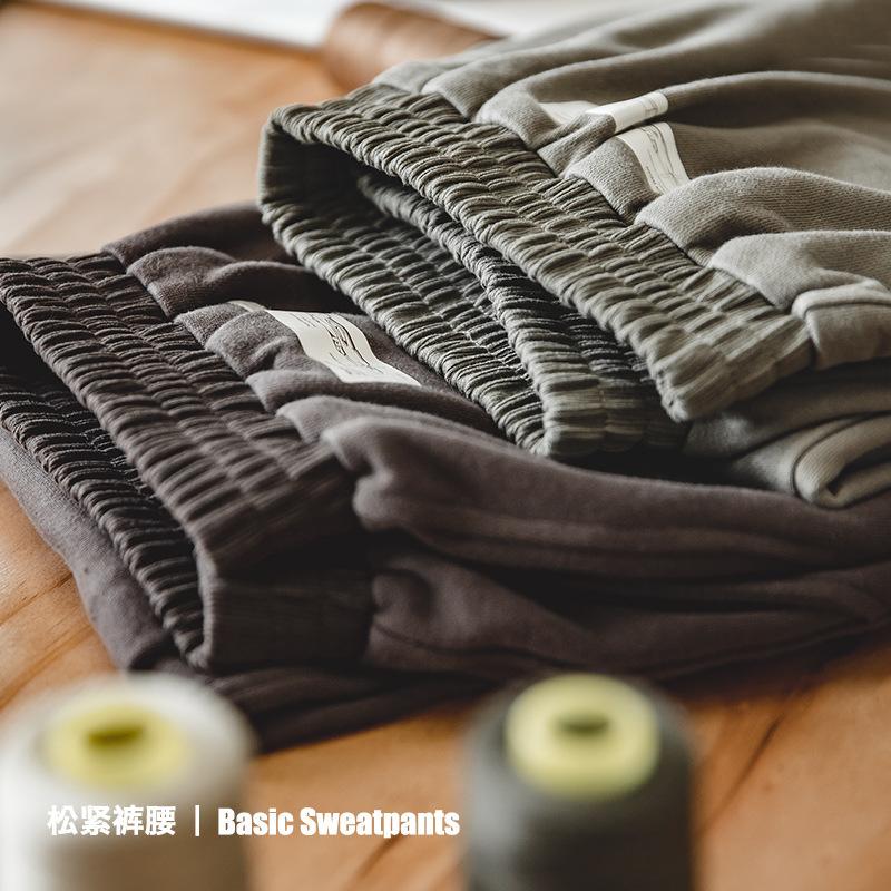 馬登工裝 錐形立體剪裁卷邊針織衛褲松緊褲腰休閑褲