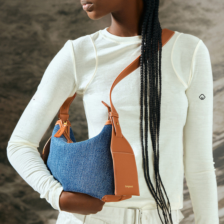 掛耳系列小號牛仔行囊hobo包通勤單肩丹寧斜挎包