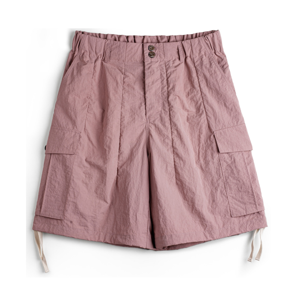 馬登工裝 山系速幹短褲美式大口袋梭織寬鬆直筒粉色薄款短褲男夏季