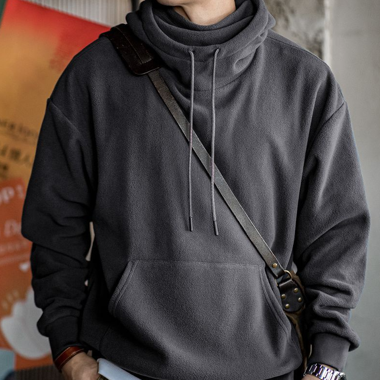 馬登工裝 美式休閒搖粒絨巴拉克拉法連帽衛衣防風套頭面罩上衣男秋冬