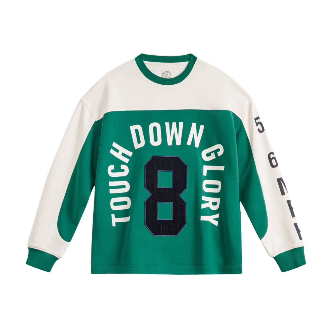 馬登工裝 美式復古球衣風撞色長袖T恤數字圓領套頭衛衣外套男款春