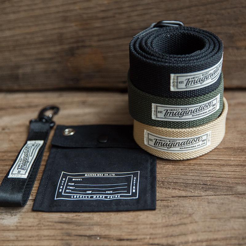 馬登工裝 雙環扣尼龍帆布編織褲腰帶阿美哢嘰休閒皮帶男