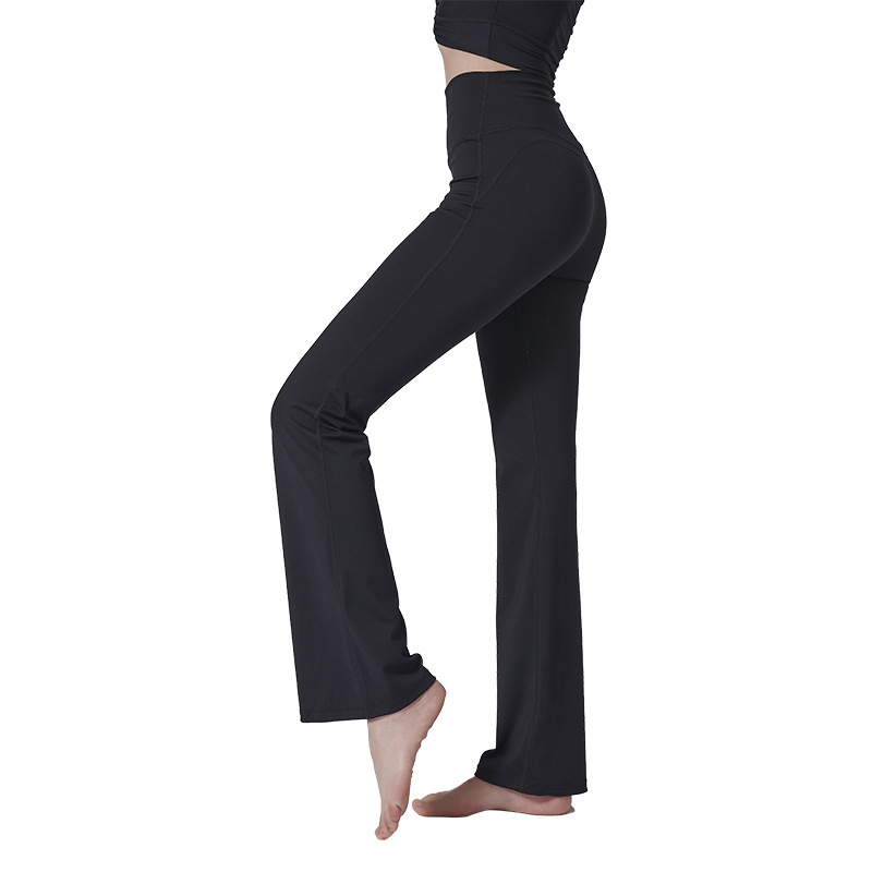 顯瘦磨毛修身闊腿健身褲高彈收腹提臀高腰瑜珈喇叭褲