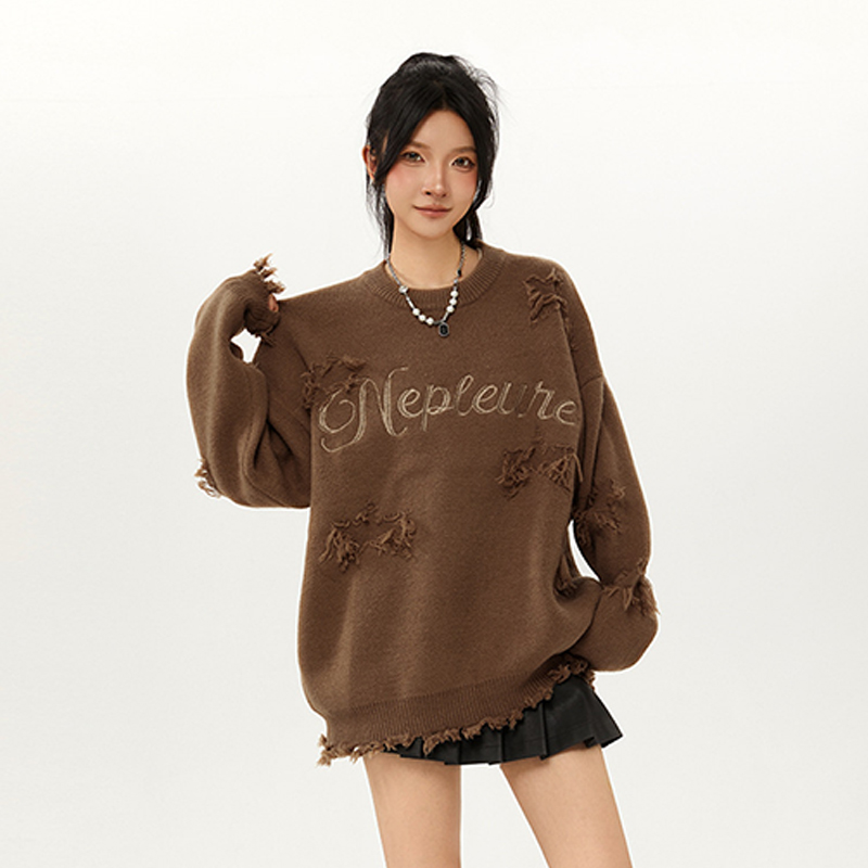 美式復古設計感針織衫毛衣寬鬆慵懶氛圍感情侶上衣冬季