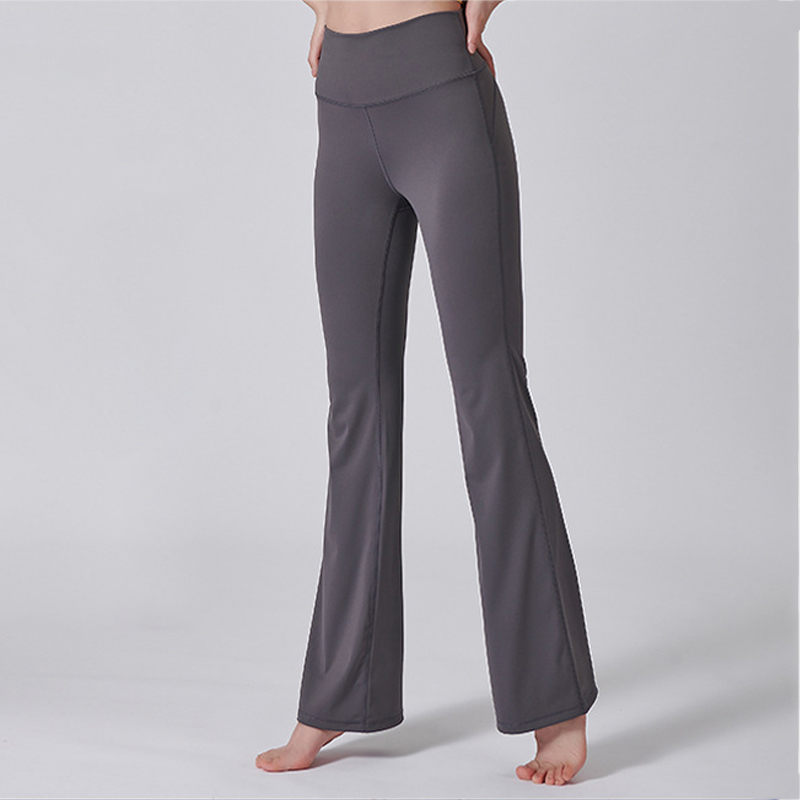 顯瘦磨毛修身闊腿健身褲高彈收腹提臀高腰瑜珈喇叭褲