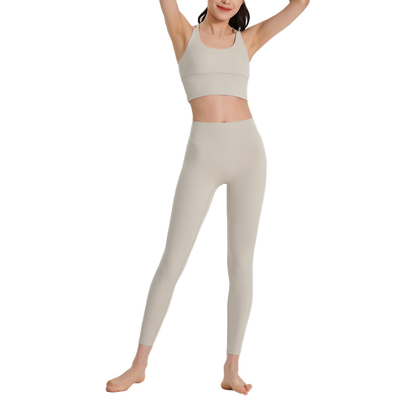 雲感磨毛瑜珈背心運動褲套裝彈性親膚塑型可拆胸墊高級感瑜珈套裝